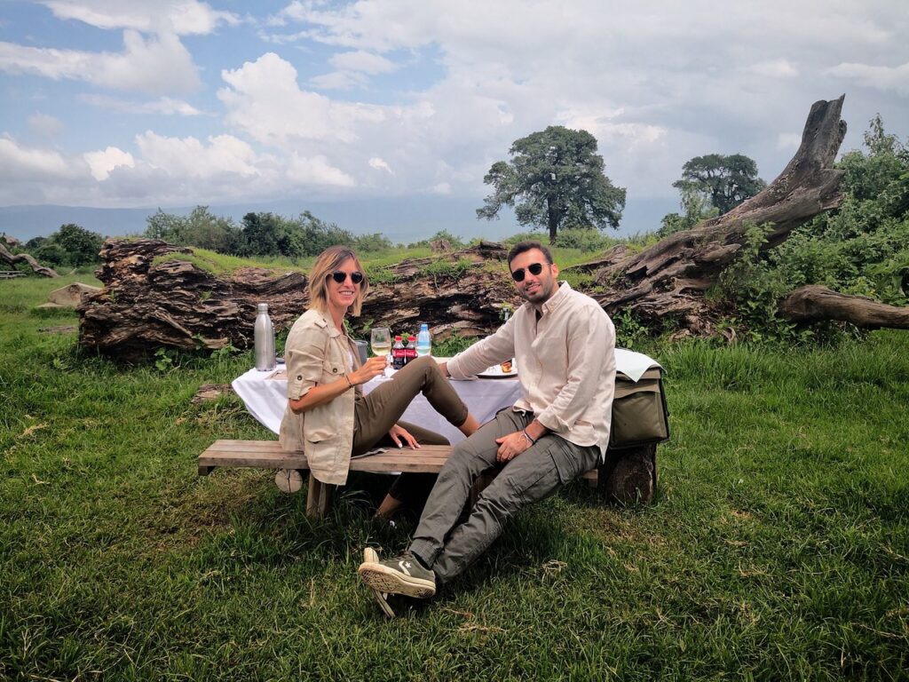 Guests on a picnic lunch while on 3 day Tsavo East and West Safari