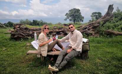 Guests on a picnic lunch while on 3 day Tsavo East and West Safari