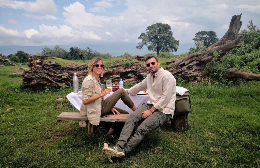Guests on a picnic lunch while on 3 day Tsavo East and West Safari