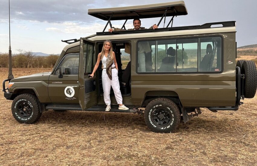 Guests enjoying their game drive in our 4 x 4 Safari Jeep on the 2-day Tsavo East safari