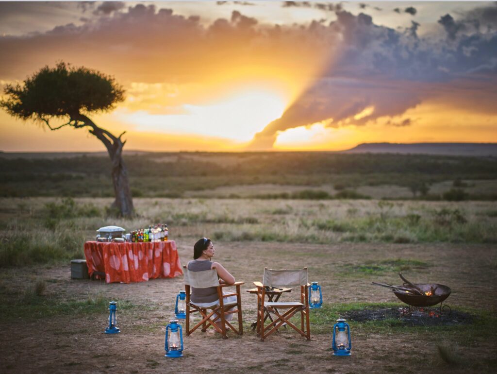 Bush sundowner while in a Tanzania Honeymoon Safari