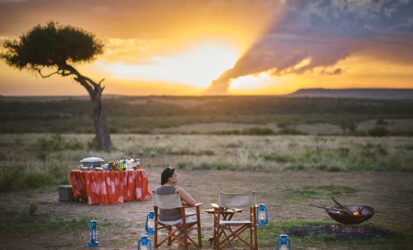Bush sundowner while in a Tanzania Honeymoon Safari