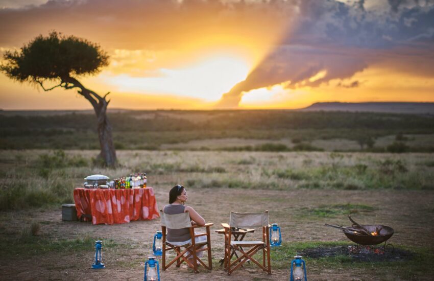 Bush sundowner while in a Tanzania Honeymoon Safari